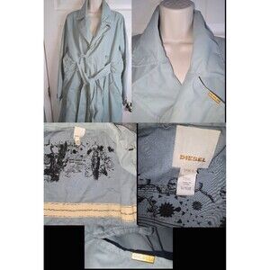 Y2K Women's Coat Diesel SZ L Trench Jacket Double Breasted  Strap Vtg Whimsi